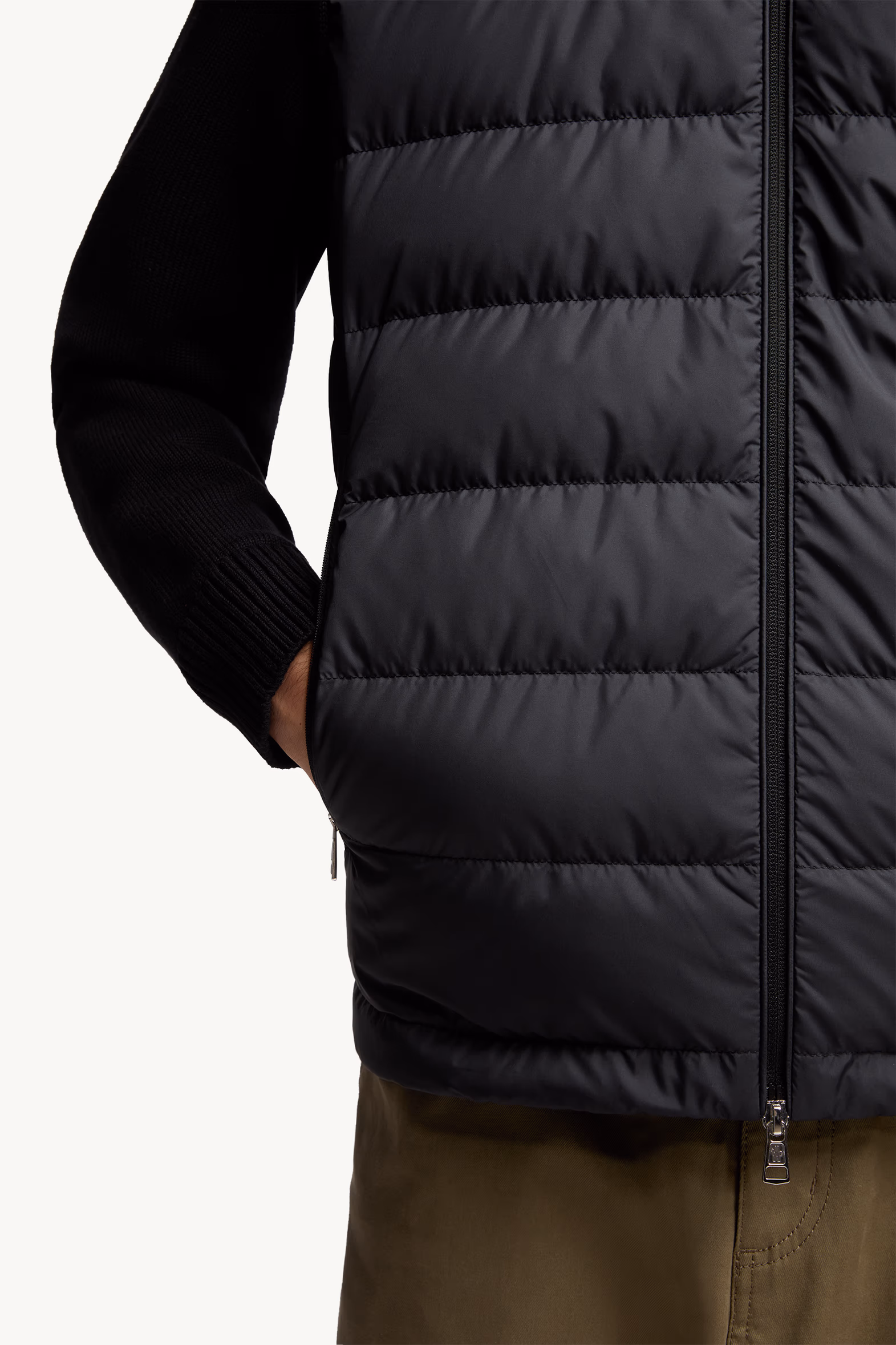 Cardigan zippé en coton matelassé Hommes Noir Moncler 6
